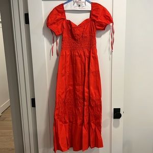 NICHOLAS Hariet tiered shirred cotton-poplin midi dress